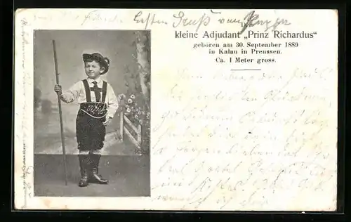 AK Kalau in Preussen, Der kleine Adjudant Prinz Richardus, Geb. 1889