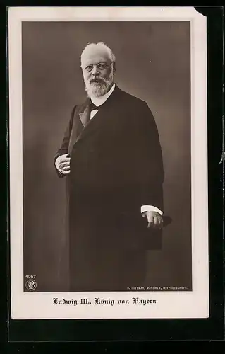 AK König Ludwig III. von Bayern im schwarzen Mantel mit Hut