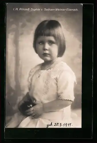 AK Niedliche Prinzessin Sophie von Sachsen-Weimar-Eisenach