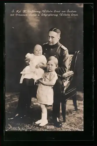 AK Grossherzog Wilhelm Ernst von Sachsen mit Prinzessin Sophie und Erbgrossherzog Wilhelm Ernst