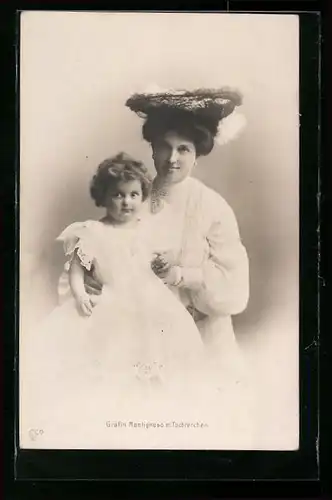 AK Grafin Montignoso, ehemalige Prinzessin Luise von Sachsen, mit Töchterchen