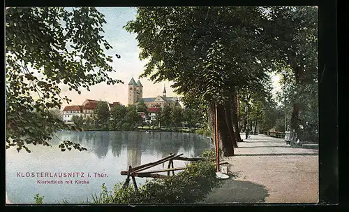 AK Klosterlausnitz i. Th., Klosterteich mit Kirche