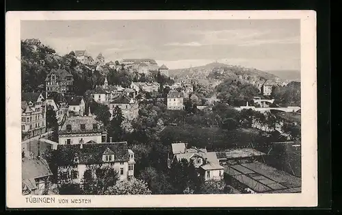 AK Tübingen, Ortsansicht von Westen aus gesehen