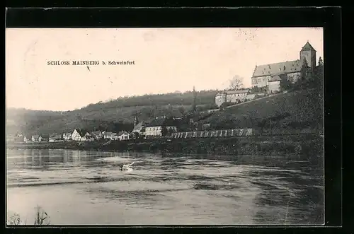 AK Schweinfurt, Blick auf das Schloss Mainberg aus der Ferne gesehen
