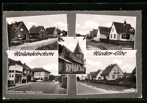 AK Neuenkirchen ü. Ottendorf (Niederelbe), Kreuzweg, Gemeindehaus-Kaufhaus Hanke, Kolkstrasse