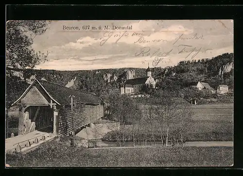 AK Beuron /Donautal, Panorama mit Holtbrücke