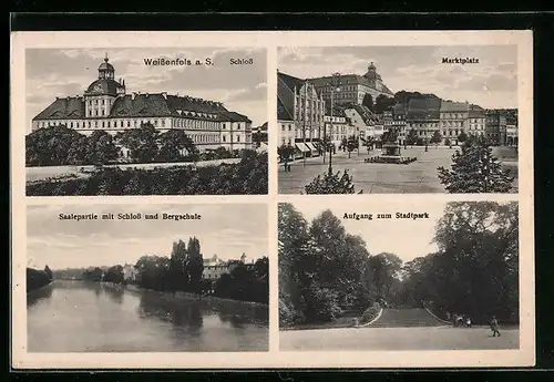 AK Weissenfels a. S., Schloss, Marktplatz, Aufgang zum Stadtpark