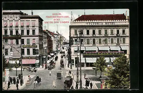 AK Berlin, Friedrichstrasse, Ecke unter den Linden