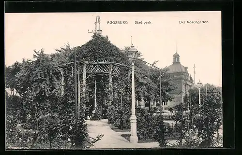 AK Augsburg, Der Rosengarten im Stadtpark