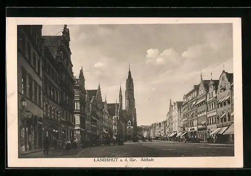 AK Landshut a. d. Isar, Altstadt mit Geschäften