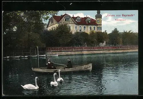 AK Bayreuth, am Röhrensee mit Blick auf die Kirche