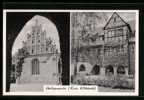 AK Heiligengrabe (Kreis Wittstock), Blick auf die Kirche und Gasthaus