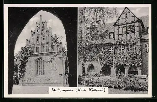 AK Heiligengrabe, Blick auf das Kloster, Fachwerkhaus