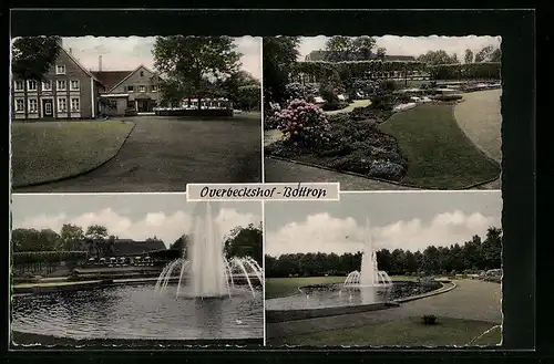 AK Bottrop, Gasthaus Overbeckshof, Garten, Brunnen