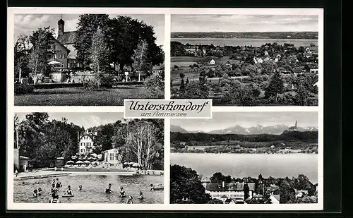 AK Unterschondorf am Ammersee, Ortspartie, Schwimmbad