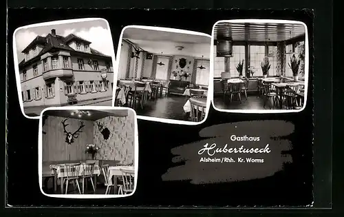 AK Alsheim /Rhh., Gasthaus Hubertuseck Heinrich Eckelmann, Innenansichten