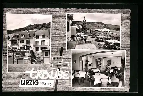 AK Ürzig /Mosel, Hotel Pension zur Traube, Innenansicht, Terrasse