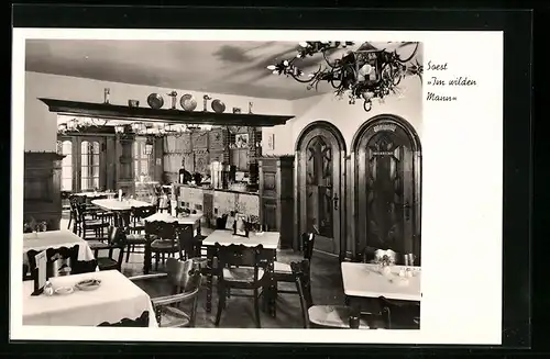 AK Soest, Hotel und Gasthaus Im wilden Mann, Am Markt, Innenansicht