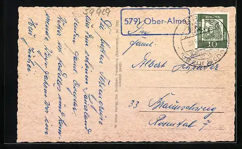 AK Alme /Sauerland, Teilansicht mit Kirche