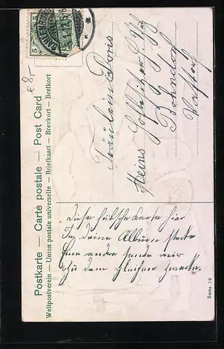 AK Kinder spielen mit dem Schneemann, Prosit Neujahr