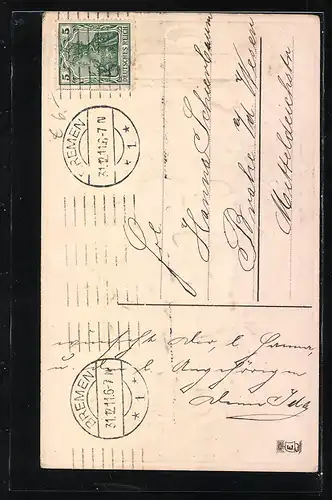 AK Sich küssendes kleines Liebespaar, Kleeblatt-Motiv