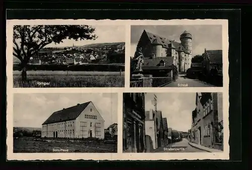AK Rimpar, Schloss, Schulhaus, Strassenpartie