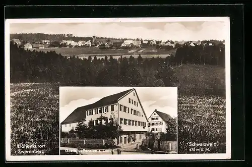 AK Zwerenberg /Schwarzwald, Gasthaus und Pension zum Lamm, Teilansicht