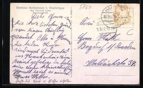 AK Oberbrügge, Ansicht vom Gasthaus Berkenbaum