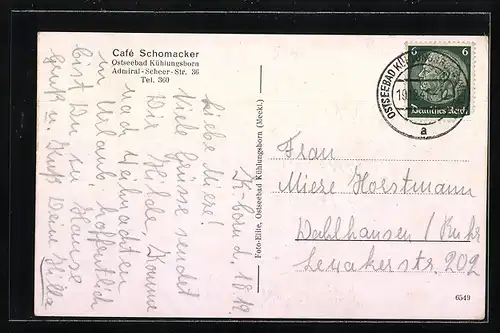 AK Kühlungsborn, Ostseebad, Cafe Schomacker, Admiral-Scheer-Strasse 36, Innenansicht