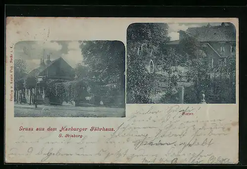 AK Harburg, Fährhaus m. Garten, G. Frieborg