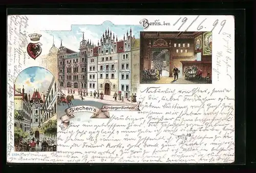 Lithographie Berlin, Siechen`s Nürnberger Bierhaus, Behrenstrasse 23