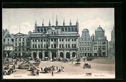 AK Rostock, Partie am neuen Markt, Rathaus