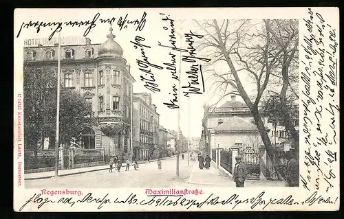 AK Regensburg, Blick in die Maximilianstrasse