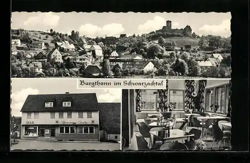 AK Burgthann i. Schwarzachtal, Burg Cafe, Ortsansicht