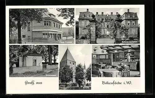 AK Bökenförde i. W., Haus Donner, Villa Schwarzenraben u. Brünneken