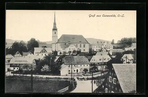 AK Cunewalde, Teilansicht mit Kirche