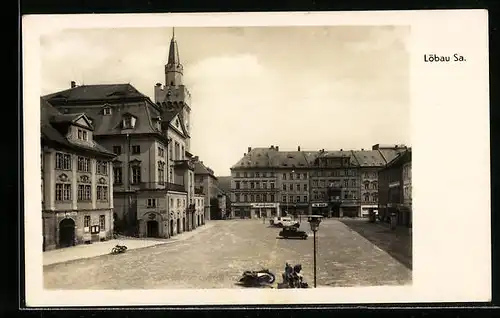 AK Löbau /Sa., Blick auf das Rathaus