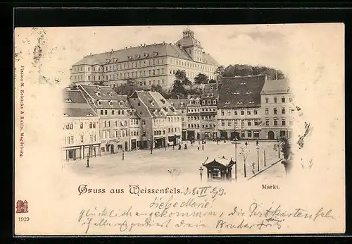 AK Weissenfels, am Marktplatz mit Passanten