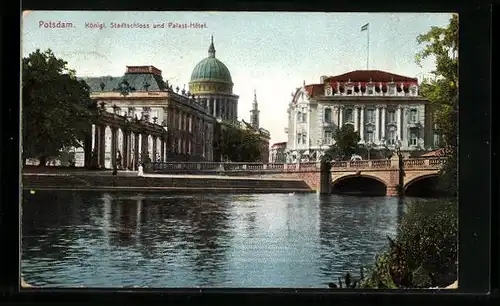 AK Potsdam, Königliches Stadtschloss und Palast-Hotel