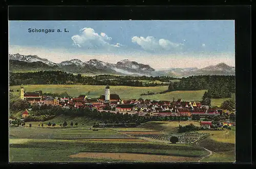 AK Schongau a. L., Ortsansicht mit Umland