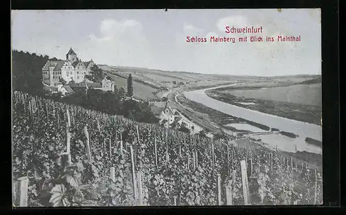 AK Schweinfurt a. M., Schloss Mainberg mit Blick ins Mainthal