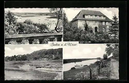 AK Baden, Weserpartie, Promenade, Gebäudeansicht