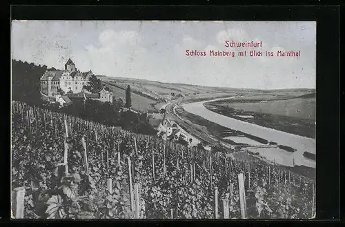 AK Schweinfurt a. M., Schloss Mainberg mit Blick ins Mainthal