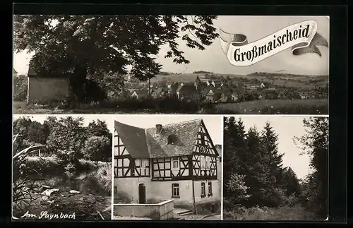 AK Grossmaischeid /Westerwald, Ortsansicht mit Bach und Umgebung