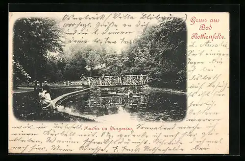 AK Bad Rothenfelde, Partie im Kurgarten