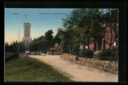 AK Jena, Forsthaus mit Kriegerdenkmal