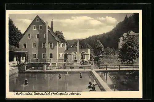 AK Unterachtel, Blick auf das Schwimmbad