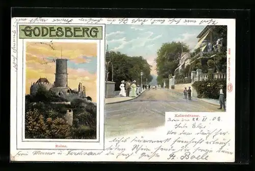 AK Godesberg, Ruine, Kaiserstrasse