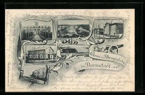 AK Darmstadt, Übungsplatz, Barackenlager, Offizier Gebäude