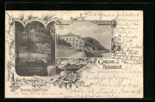 AK Rolandseck, Hotel Rolandseck-Groyen, Bes.: Fritz Müller, Weiher